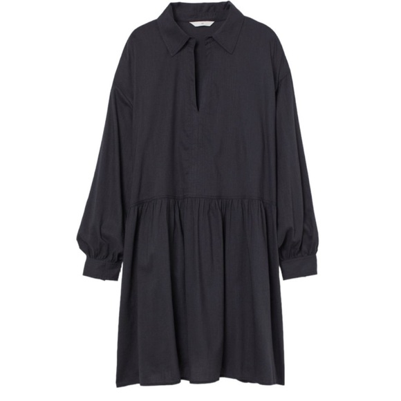 H&M Dresses & Skirts - H&M L.O.G.G. Drop Waist Collared Black Dress Medium